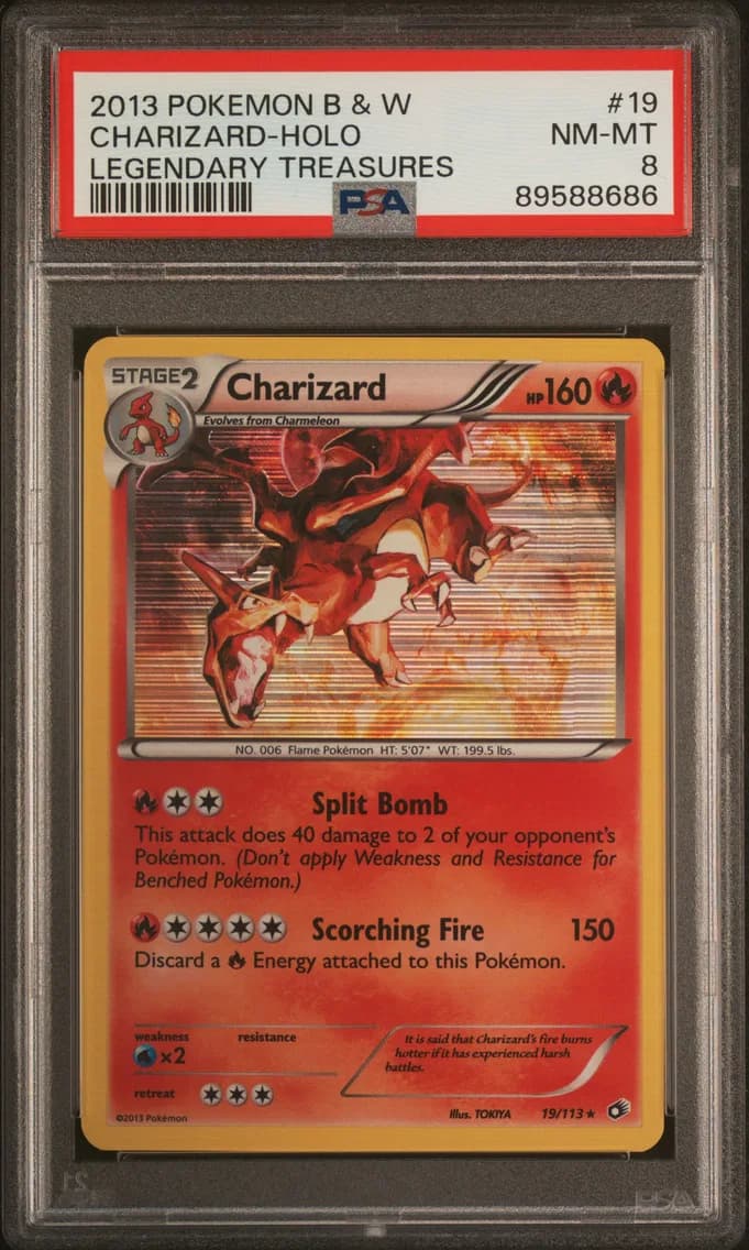 Charizard-Holo, Black & White Legendary Treasures, PSA 8