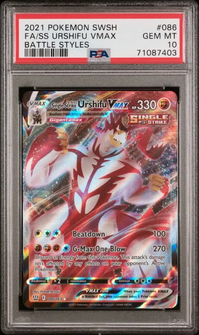 Single Strike Urshifu VMAX, Sword & Shield Battle Styles, PSA 10