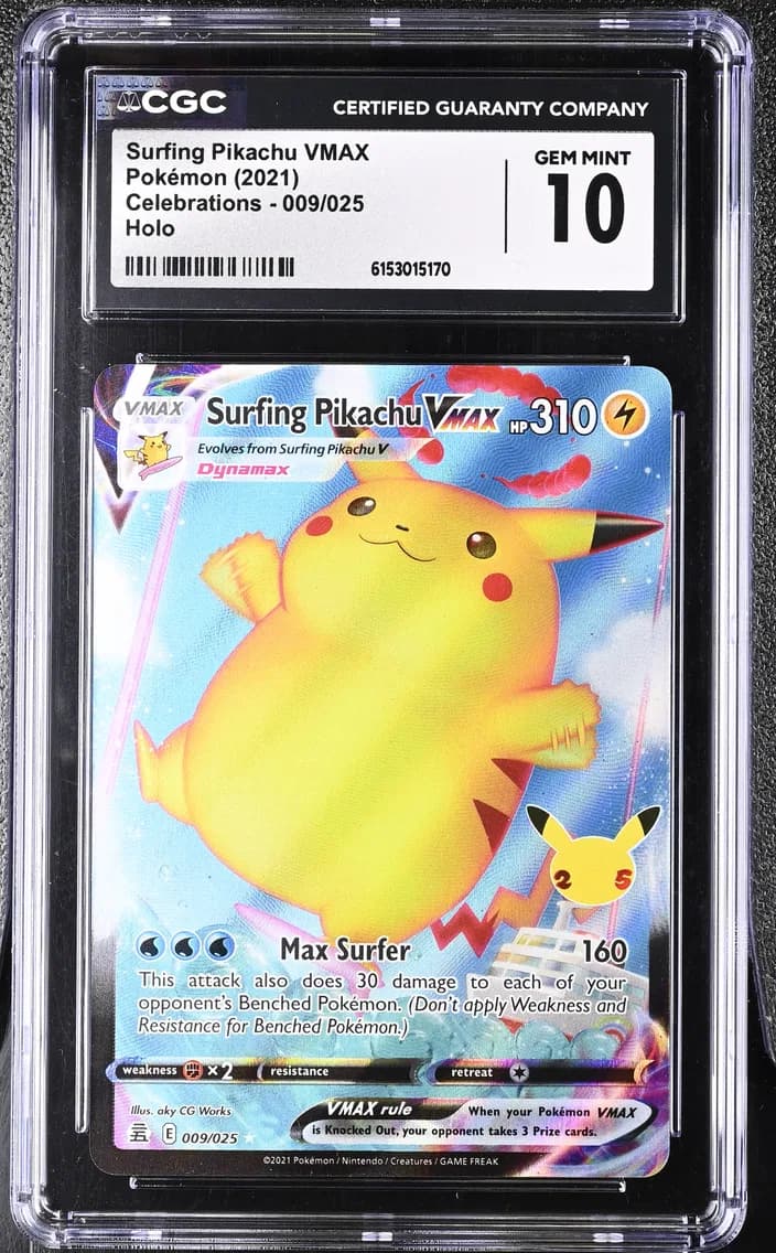 Surfing Pikachu VMAX, Celebrations, CGC 10
