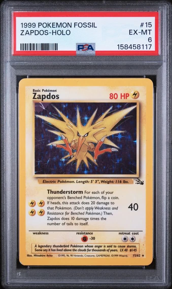 Zapdos-Holo, Fossil, PSA 6