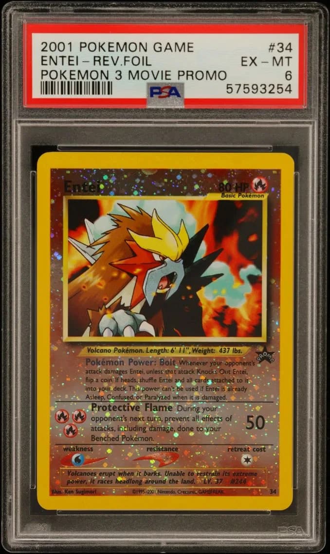 Entei-Reverse Foil, Game Movie, PSA 6