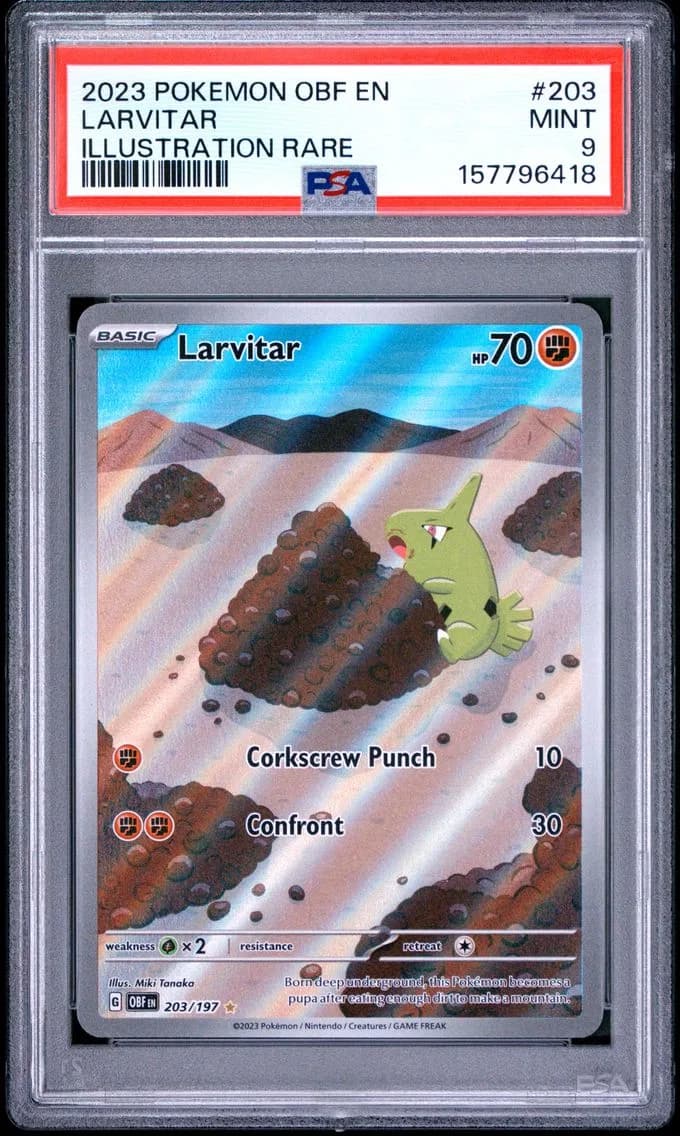 Larvitar, Obsidian Flames, PSA 9
