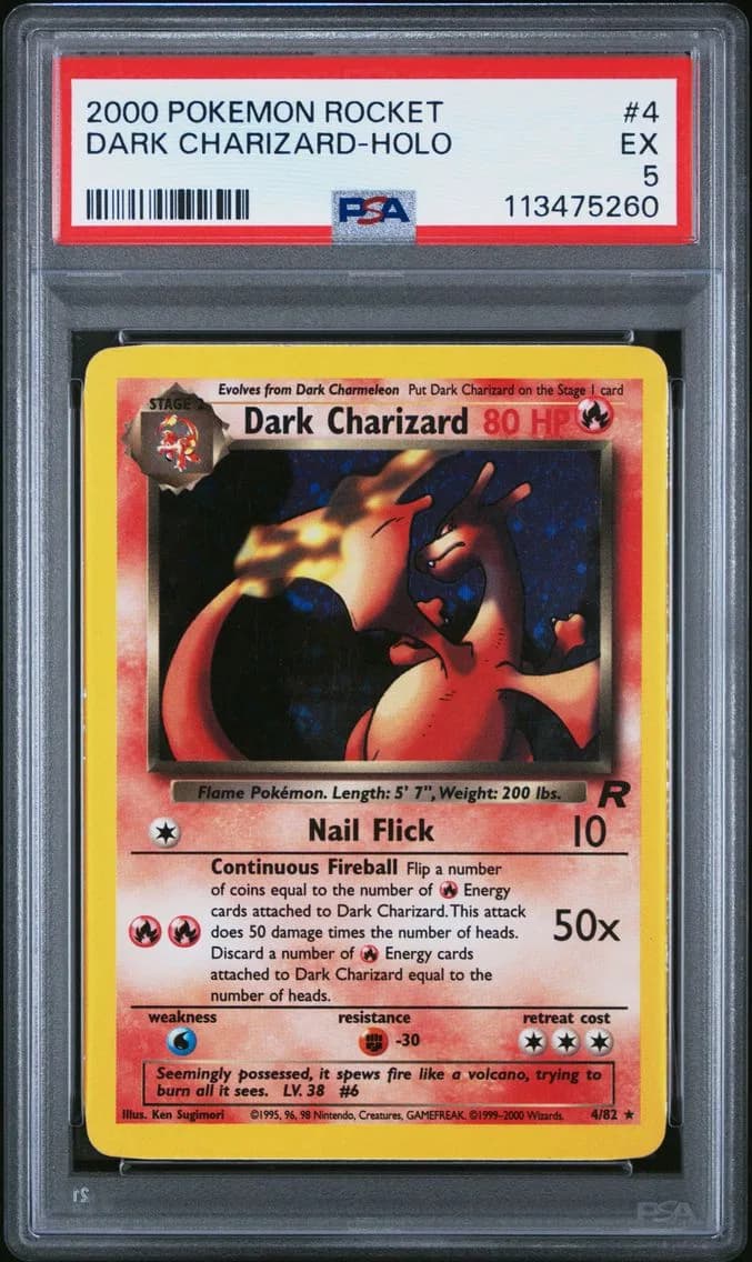 Dark Charizard-Holo, Rocket, PSA 5