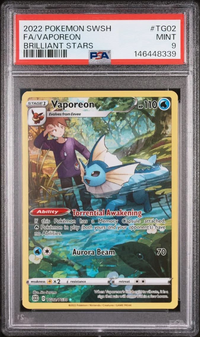 Vaporeon, Sword & Shield Brilliant Stars, PSA 9