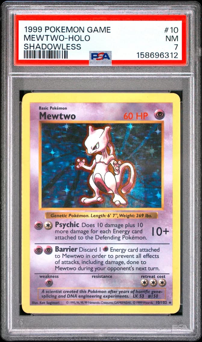 Mewtwo-Holo Shadowless, Game, PSA 7