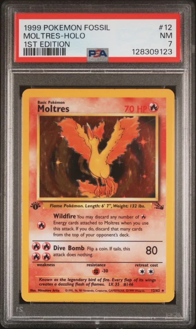 Moltres-Holo 1st Edition, Fossil, PSA 7