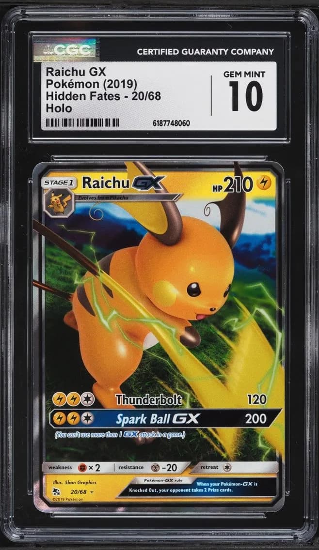 Raichu GX, Hidden Fates, CGC 10