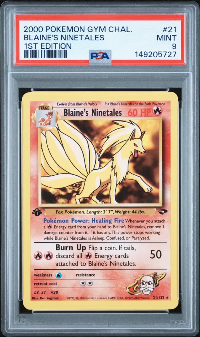 Blaine's Ninetales 1st Edition, Gym Challenge, PSA 9