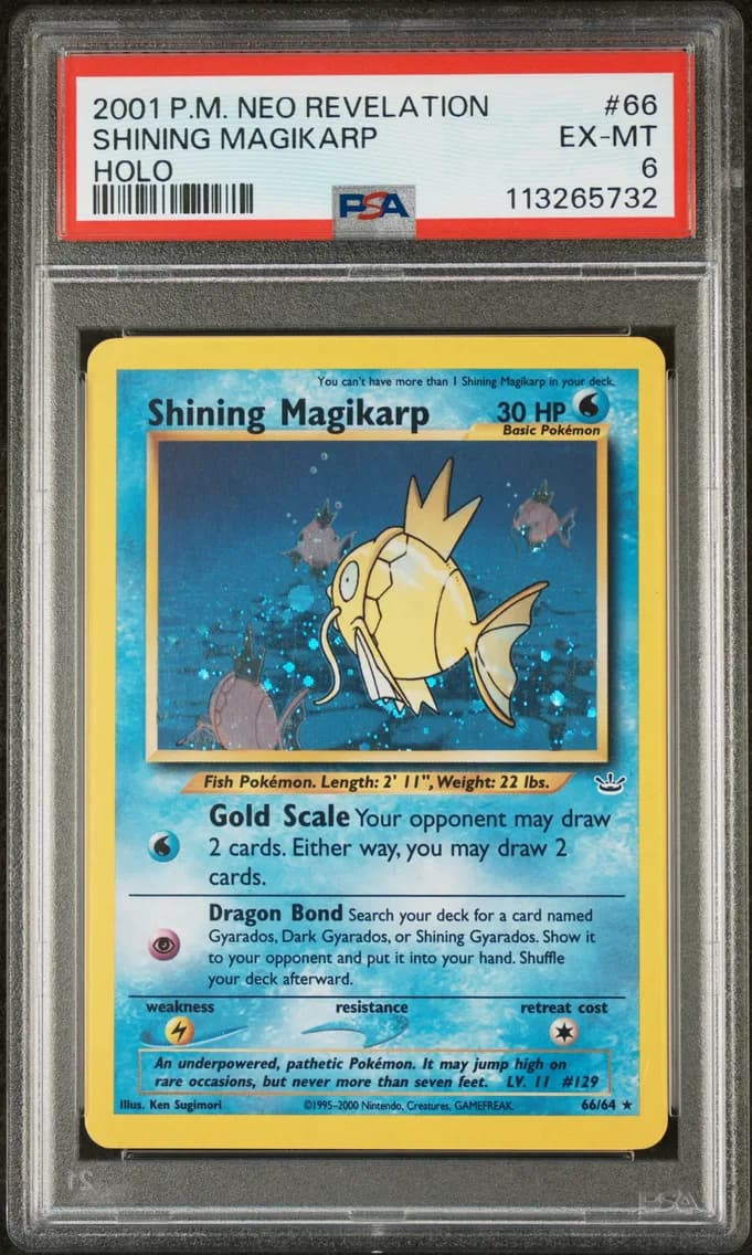 Shining Magikarp-Holo, Neo Revelation, PSA 6