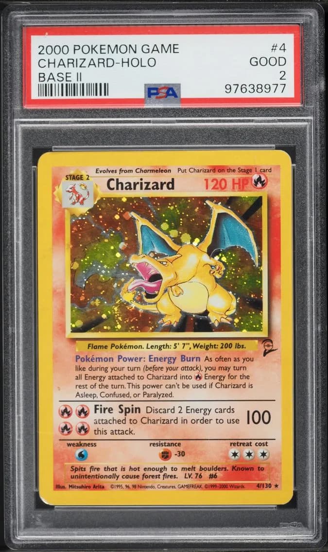 Charizard-Holo, Game Base II, PSA 2