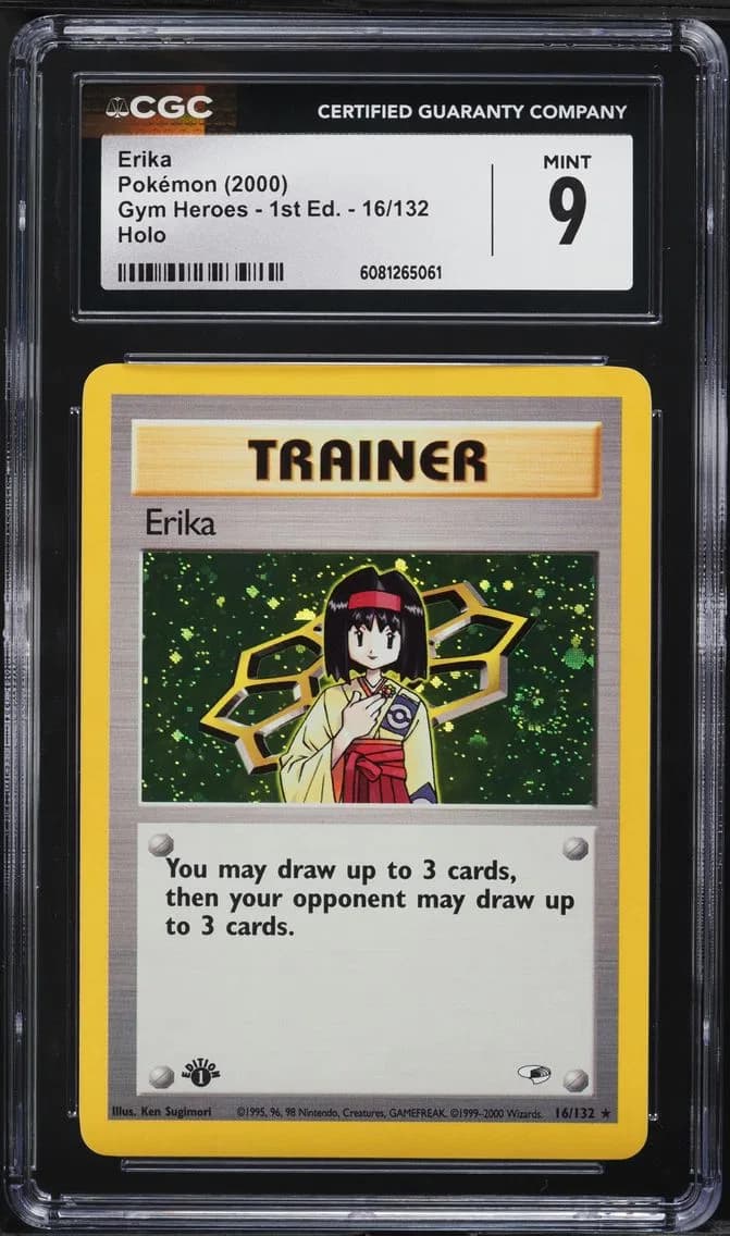 Erika-Holo 1st Edition, Gym Heroes - 1st Edition, CGC 9