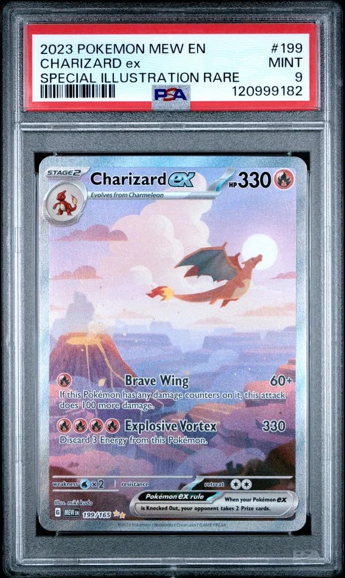 Charizard EX, 151, PSA 9