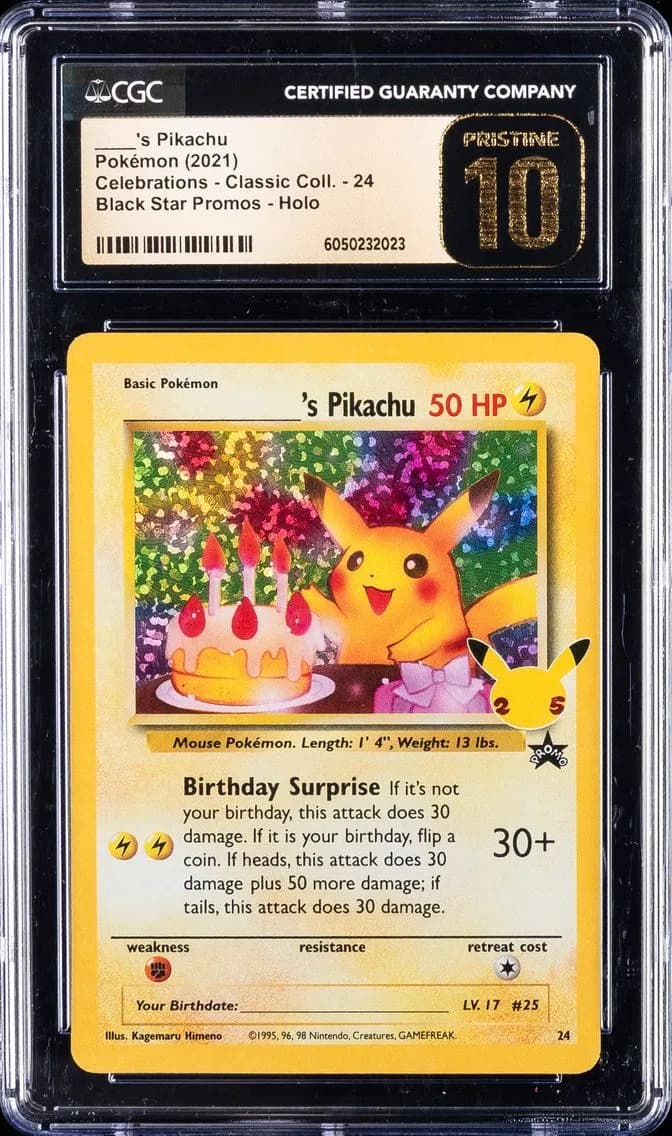 Birthday Pikachu-Holo, Celebrations - Classic Collection, CGC 10