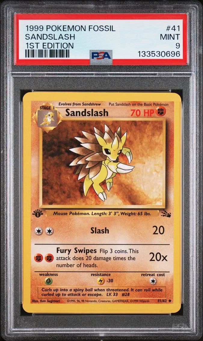 Sandslash 1st Edition, Fossil, PSA 9