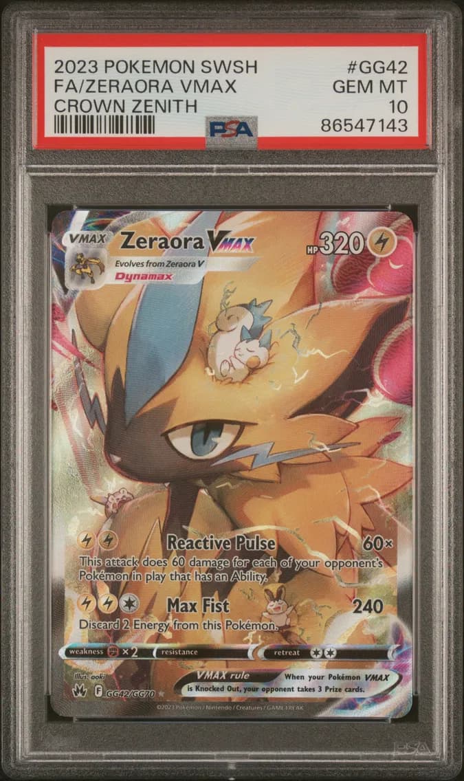 Zeraora VMAX, Sword and Shield Crown Zenith, PSA 10