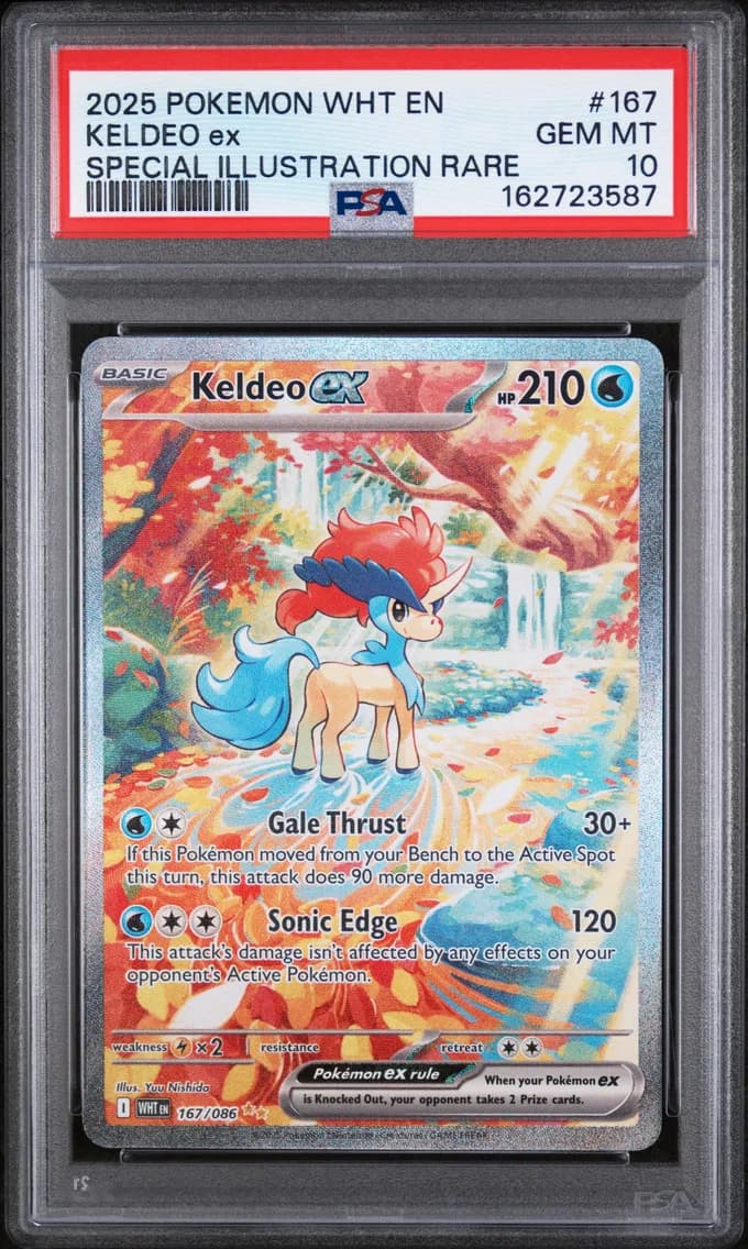 Keldeo EX, White Flare, PSA 10