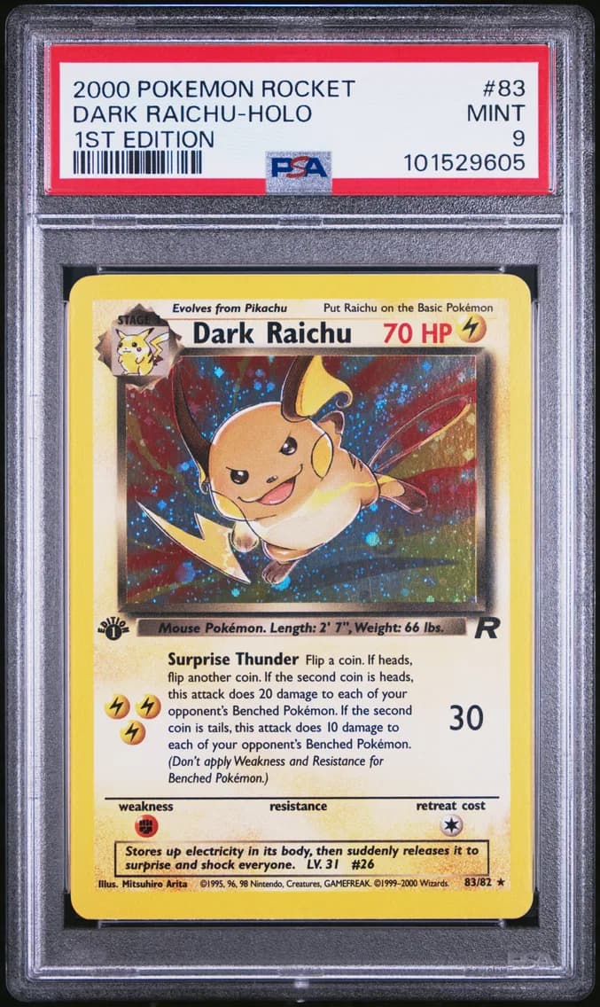 Dark Raichu-Holo 1st Edition, Rocket, PSA 9