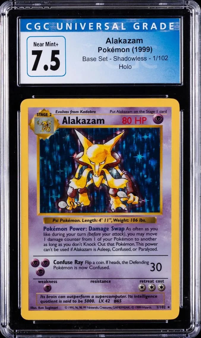 Alakazam-Holo, Base Set (Shadowless), CGC 7.5