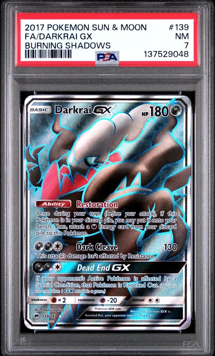 Darkrai GX, Sun & Moon Burning Shadows, PSA 7