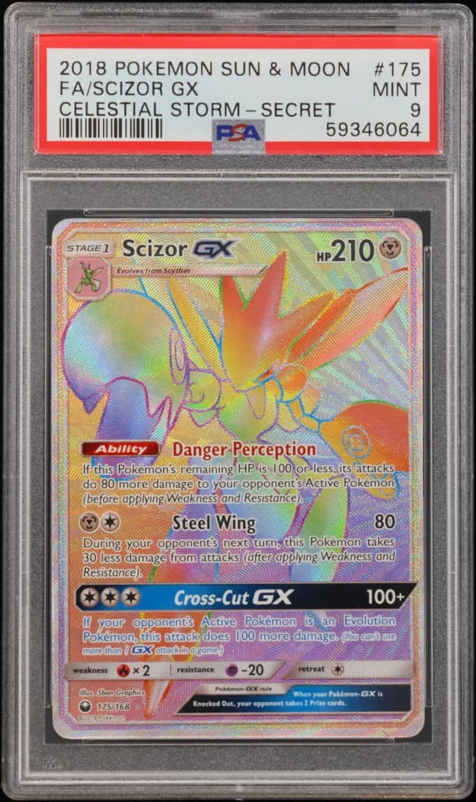 Scizor GX, Sun & Moon Celestial Storm, PSA 9