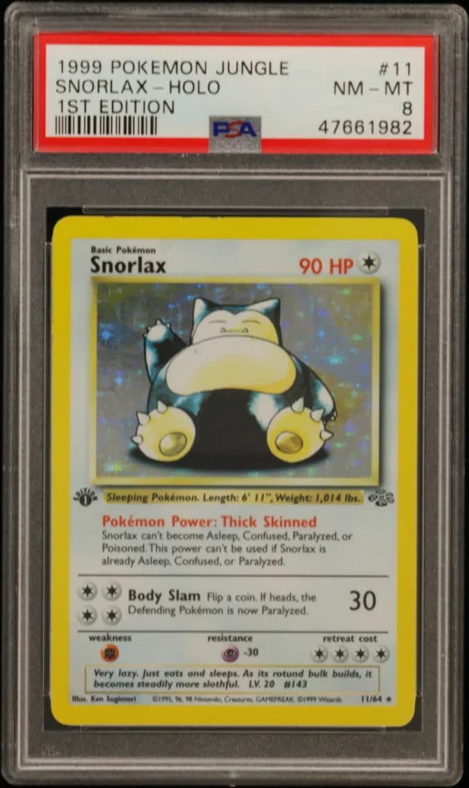Snorlax-Holo 1st Edition, Jungle, PSA 8