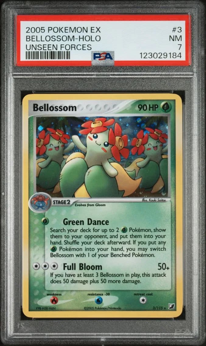 Bellossom-Holo, EX Unseen Forces, PSA 7