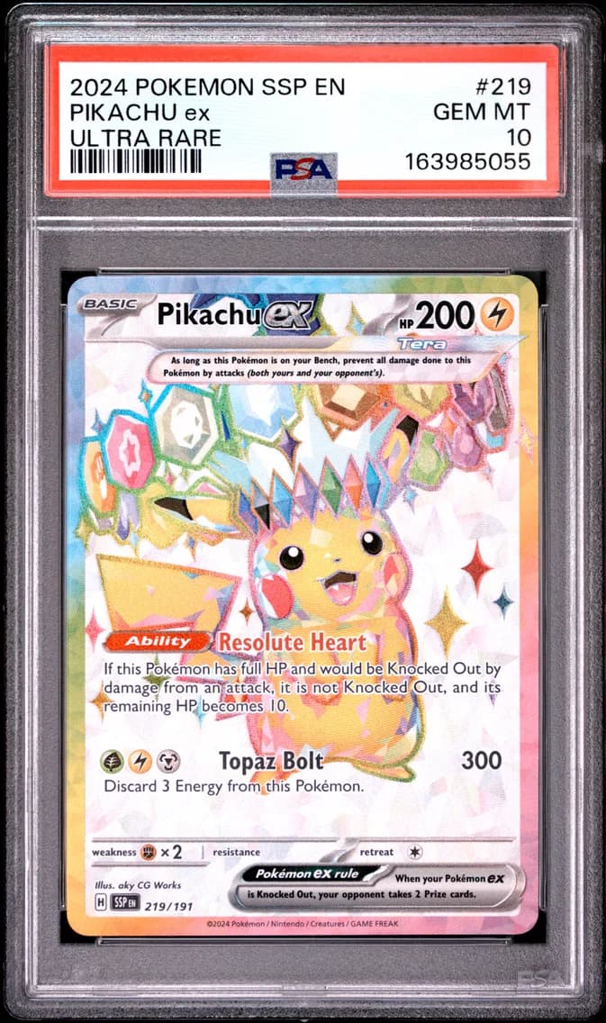 Pikachu EX, Surging Sparks, PSA 10