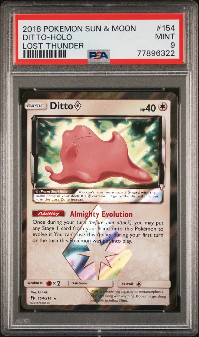 Ditto-Holo, Sun & Moon Lost Thunder, PSA 9