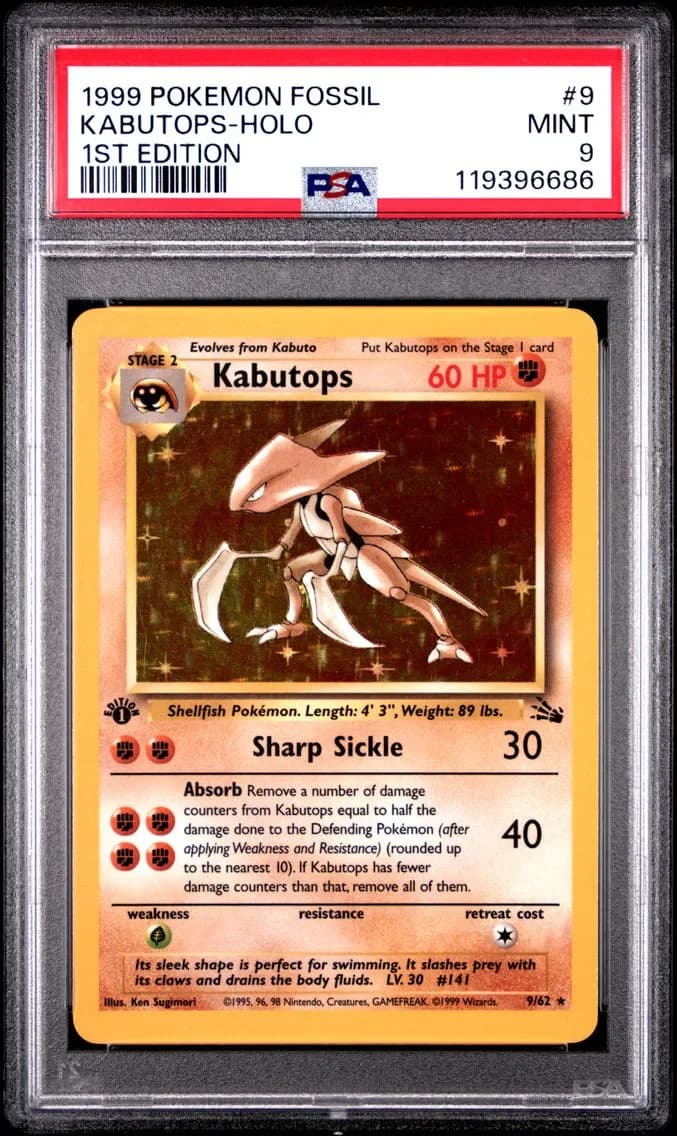 Kabutops-Holo 1st Edition, Fossil, PSA 9