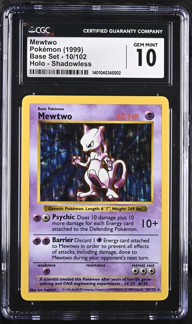 Mewtwo, Base Set (Shadowless), CGC 10