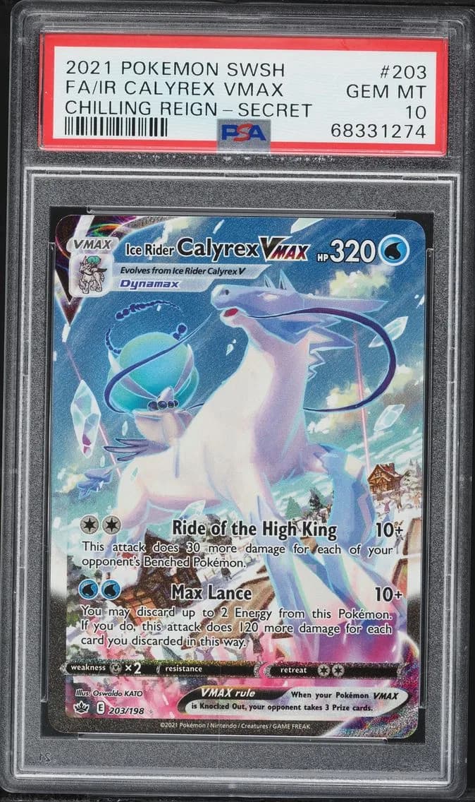 Ice Rider Calyrex VMAX, Sword & Shield Chilling Reign, PSA 10