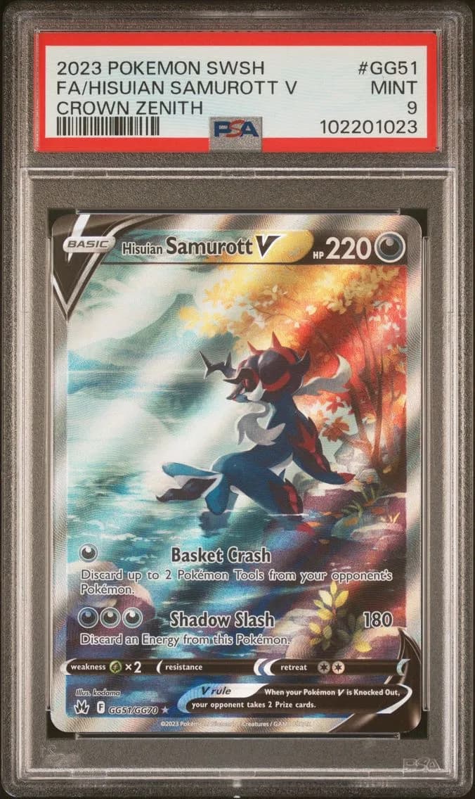 Hisuian Samurott V, Sword and Shield Crown Zenith, PSA 9