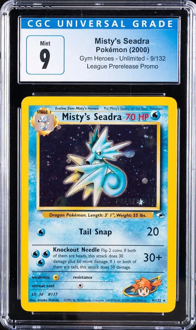 Misty's Seadra, Gym Heroes - Unlimited, CGC 9