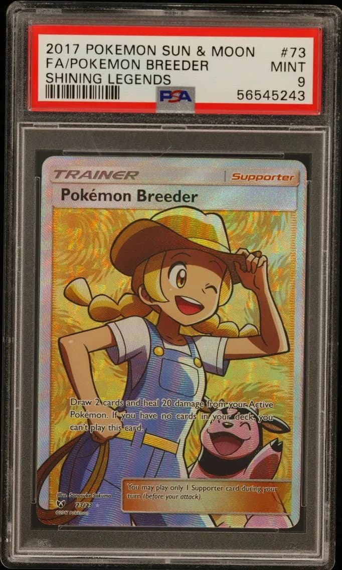 Pokemon Breeder, Sun & Moon Shining Legends, PSA 9