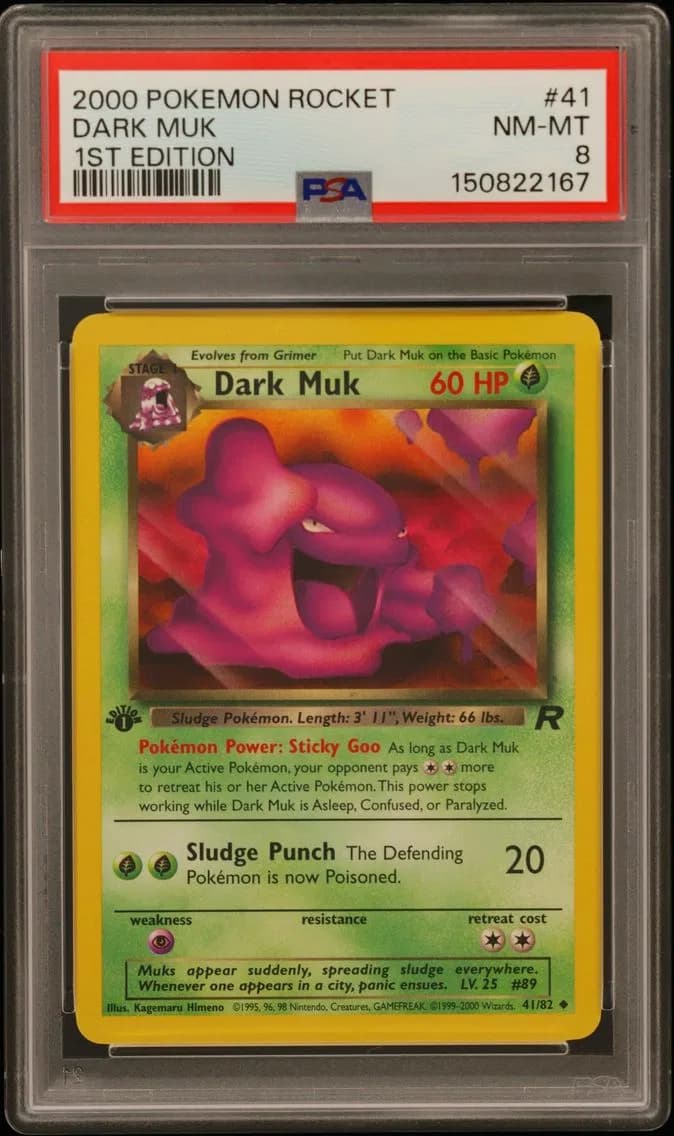 Dark Muk 1st Edition, Rocket, PSA 8