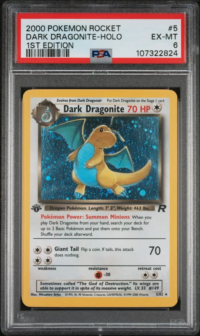 Dark Dragonite-Holo 1st Edition, Rocket, PSA 6