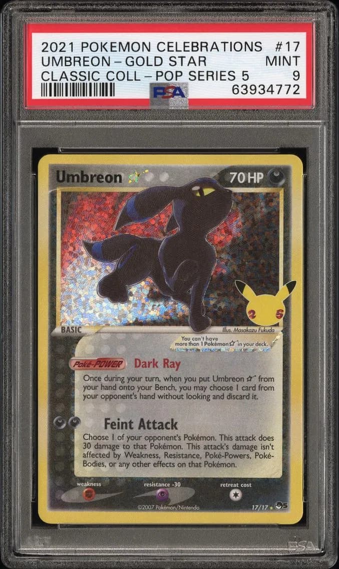 Umbreon-Gold Star, Celebrations Classic Collection, PSA 9