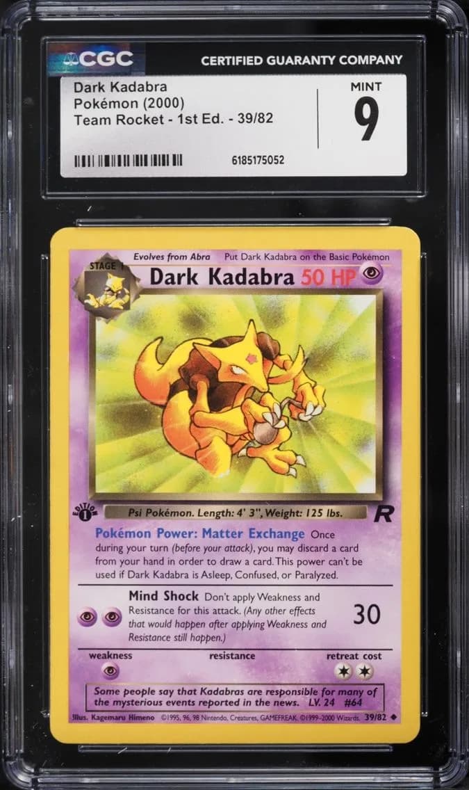 Dark Kadabra, Team Rocket - 1st Edition, CGC 9