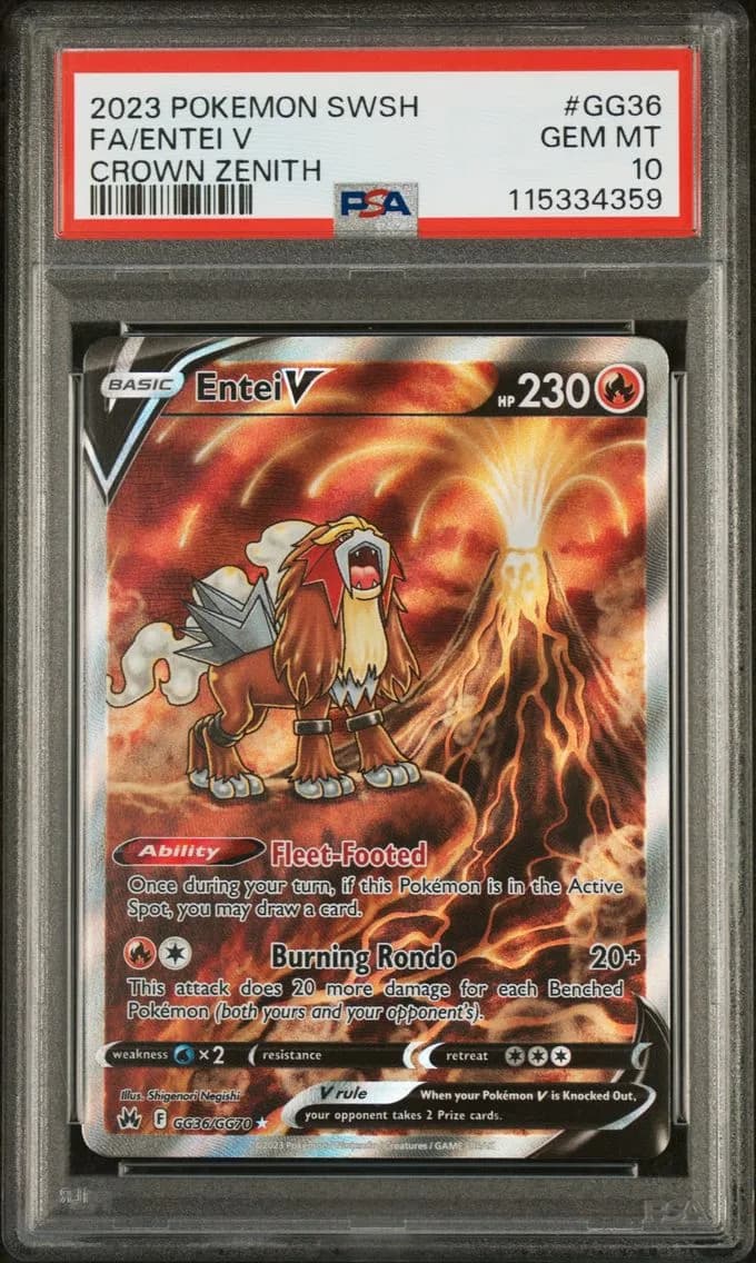 Entei V, Sword and Shield Crown Zenith, PSA 10
