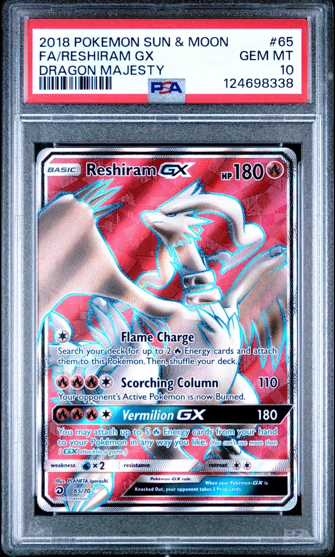 Reshiram GX, Sun & Moon Dragon Majesty, PSA 10
