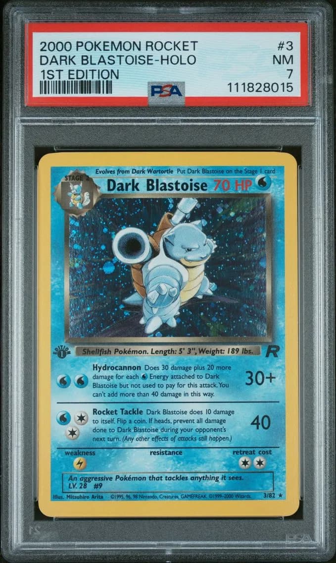 Dark Blastoise-Holo 1st Edition, Rocket, PSA 7