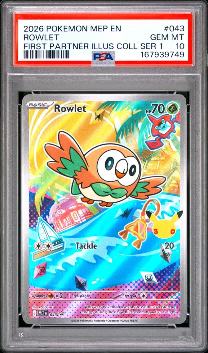 Rowlet, Me Black Star Promo, PSA 10