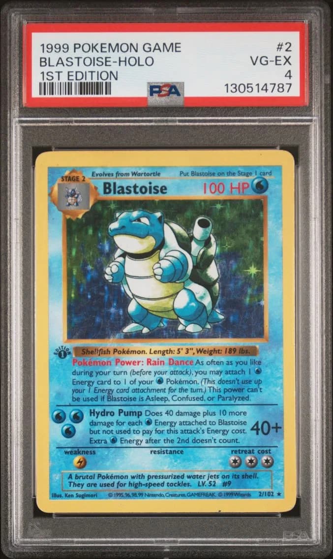 Blastoise-Holo 1st Edition, Game, PSA 4
