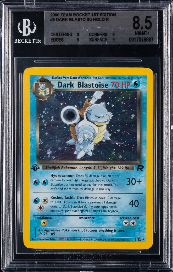 Dark Blastoise-Holo 1st Edition, Team Rocket 1st Edition, BGS 8.5