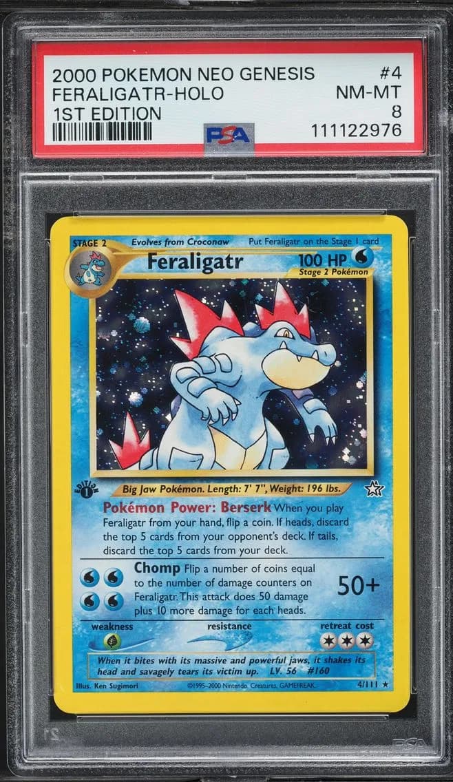 Feraligatr-Holo, Neo Genesis 1st Edition, PSA 8