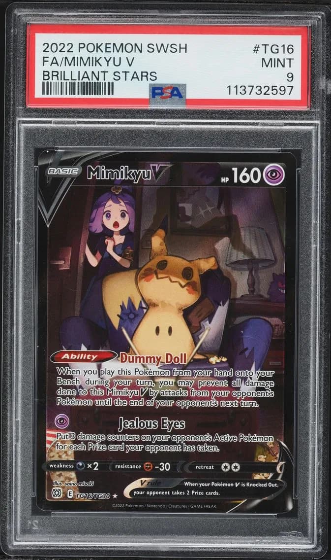 Mimikyu V, Sword & Shield Brilliant Stars, PSA 9