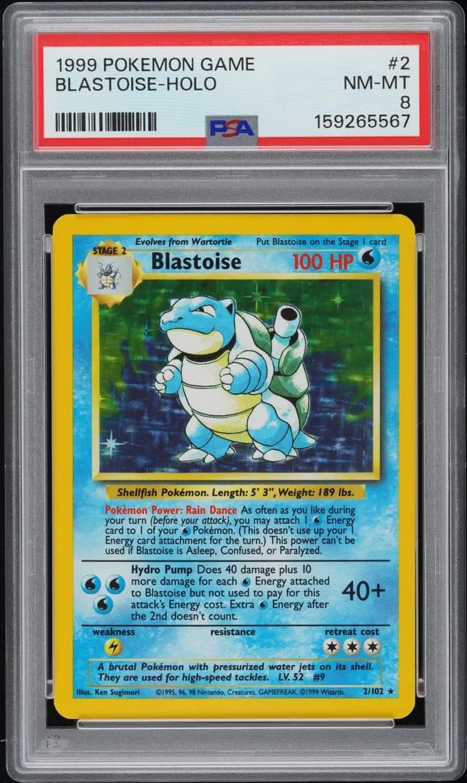 Blastoise-Holo, Game, PSA 8