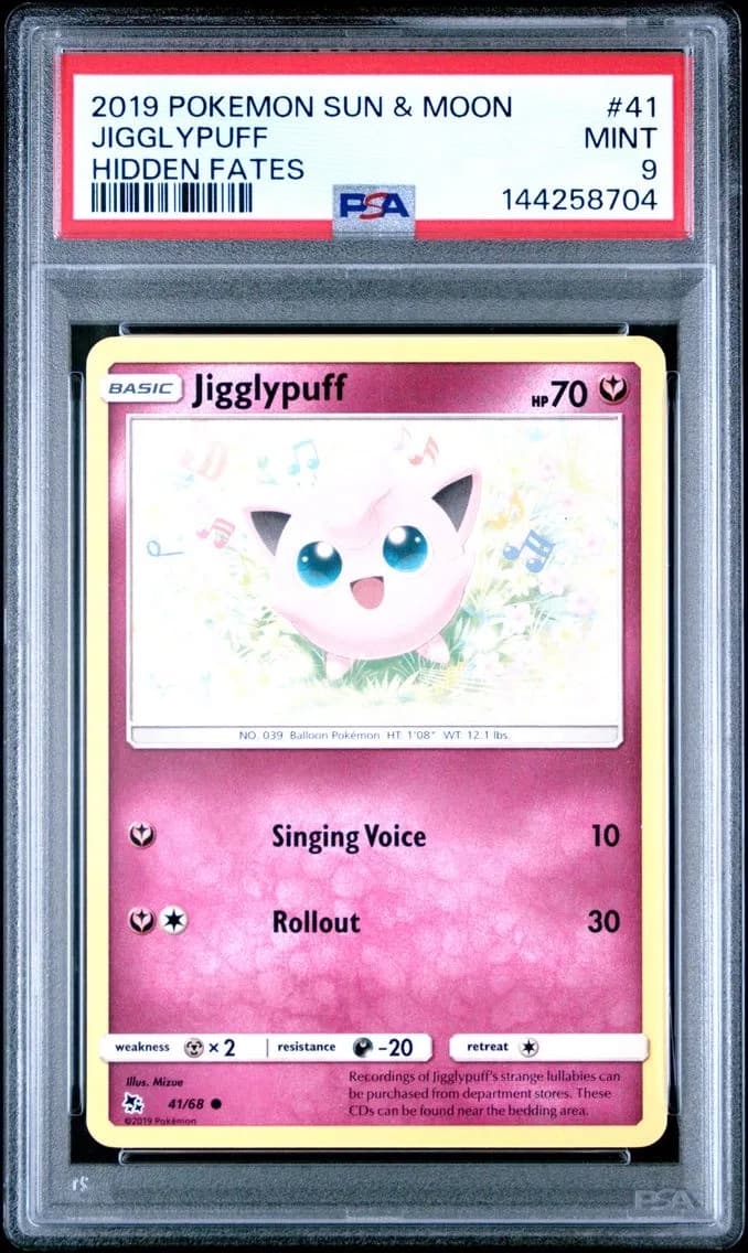 Jigglypuff, Sun & Moon Hidden Fates, PSA 9