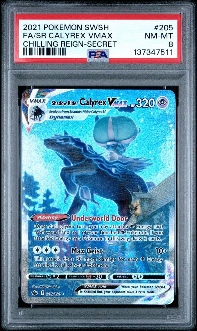 Shadow Rider Calyrex VMAX, Sword & Shield Chilling Reign, PSA 8