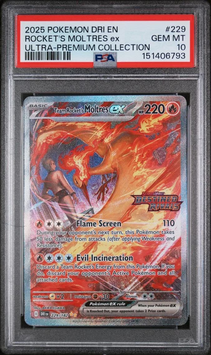 Team Rocket's Moltres EX, Destined Rivals, PSA 10